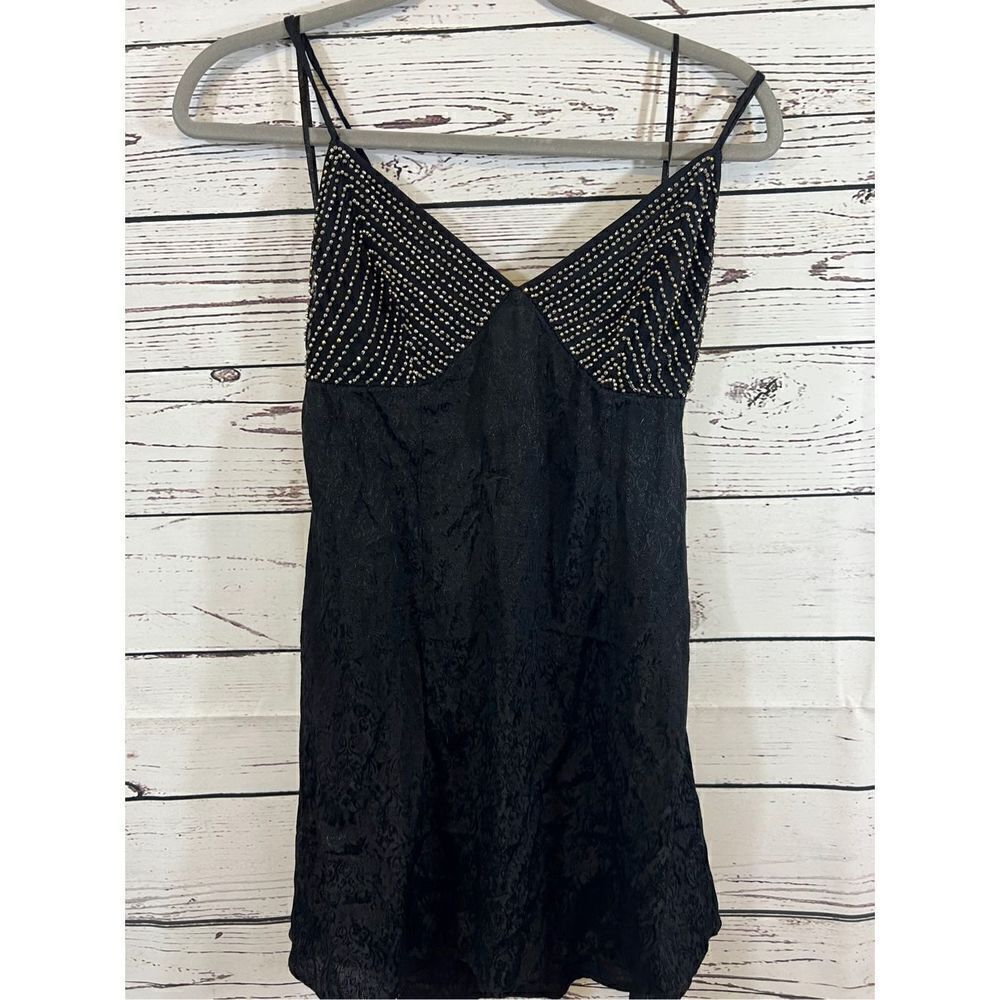 Free People Black Beaded Slip Chemise